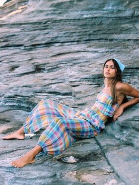 Casual Multi-Color Plaid Strapless Jumpsuit